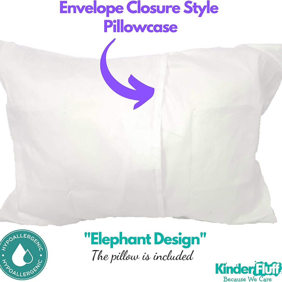 A Little Pillow Company Toddler Pillow (13x18) in White & Prints - No Pillowcase Needed - Hypoallergenic - Machine Washable 